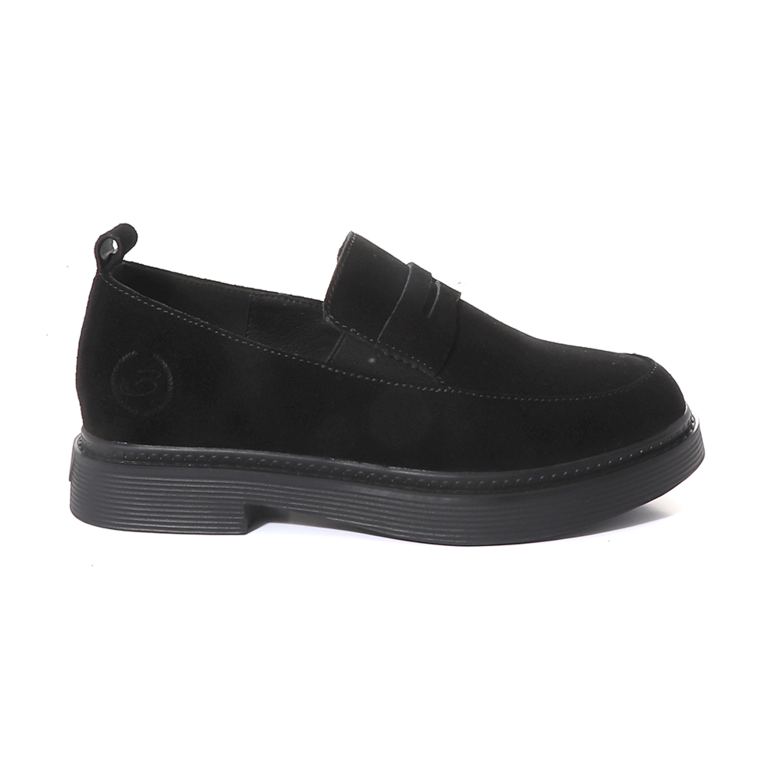 Benvenuti women loafer shoes in black suede leather  3742DP203VN
