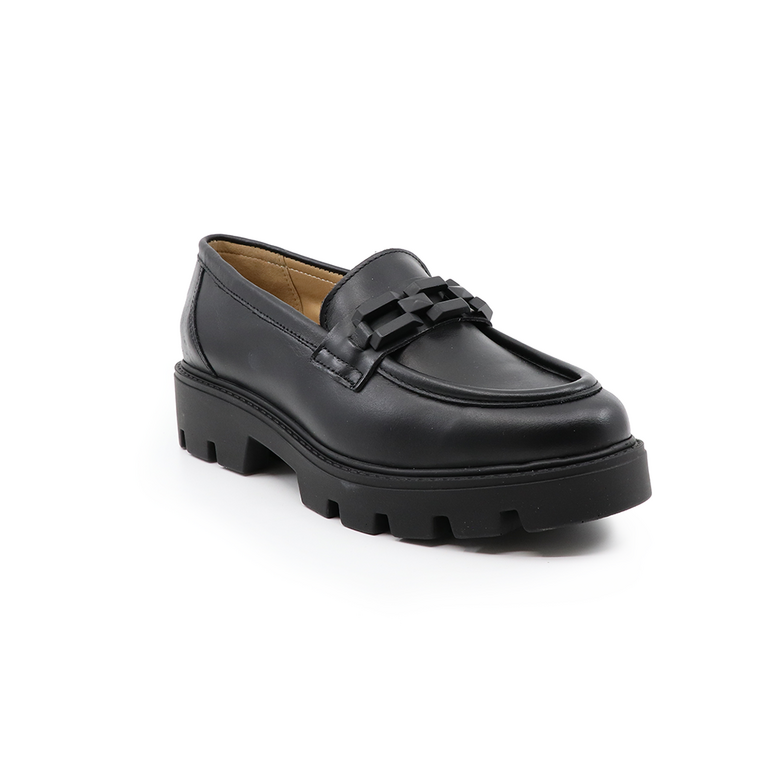 Benvenuti women slip on shoes in black leather 683DP28188N