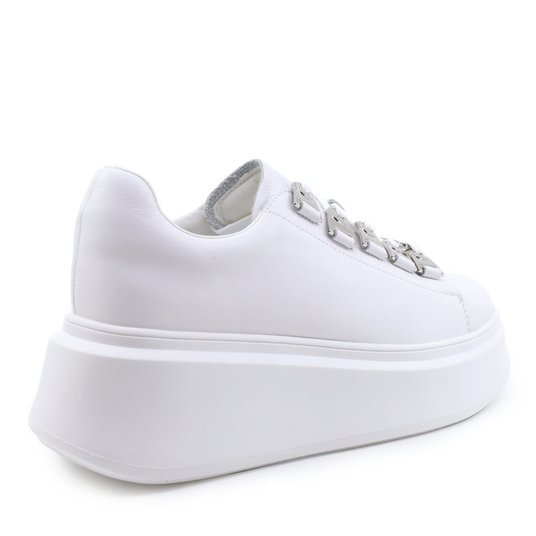 Pantofi sport femei Benvenuti albi din piele 3745DP001A