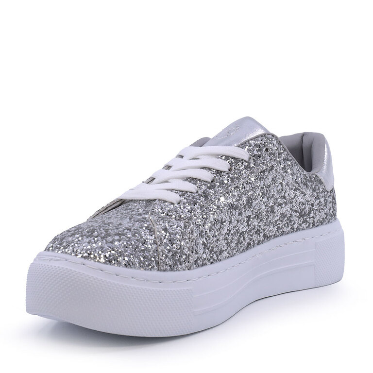 Sneakers femei Benvenuti argintii din material sintetic cu aspect glitter  1417DP61401GLAG