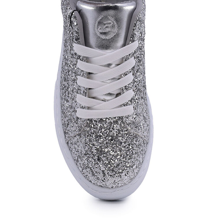Sneakers femei Benvenuti argintii din material sintetic cu aspect glitter  1417DP61401GLAG