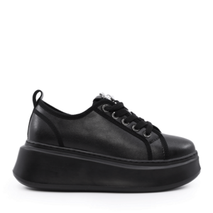 Benvenuti black leather women's lightweight sneakers with decorative elements 3749DP060N