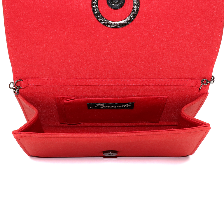 Poșetă plic femei Benvenuti roșie cu aspect de velur 2903PLS70184VR