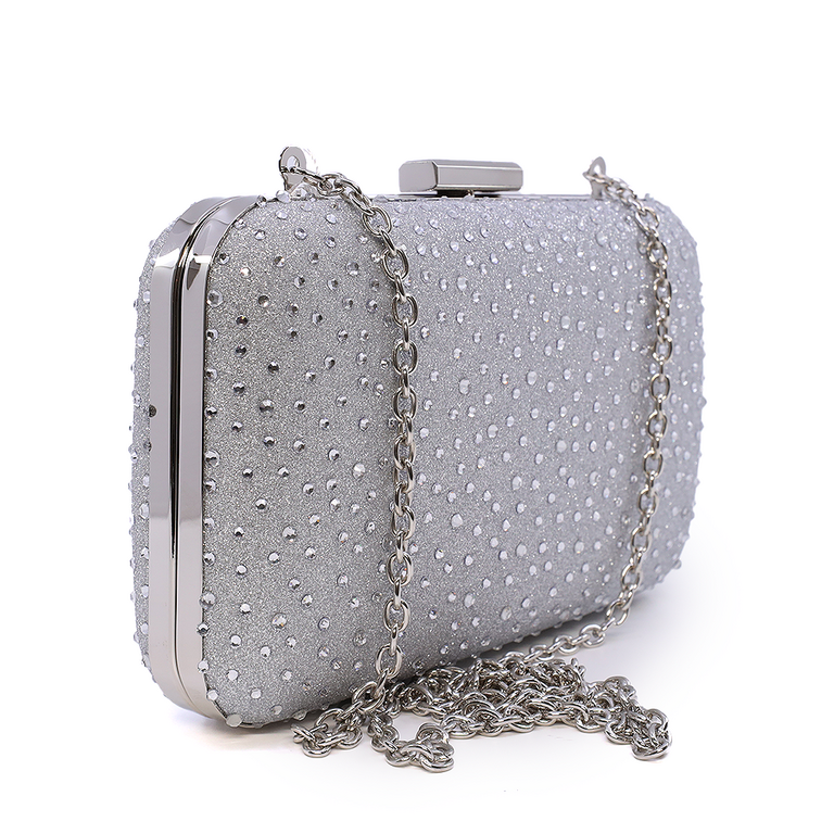 Benvenuti women's silver clutch purse with rhinestones 290PLS71191AG