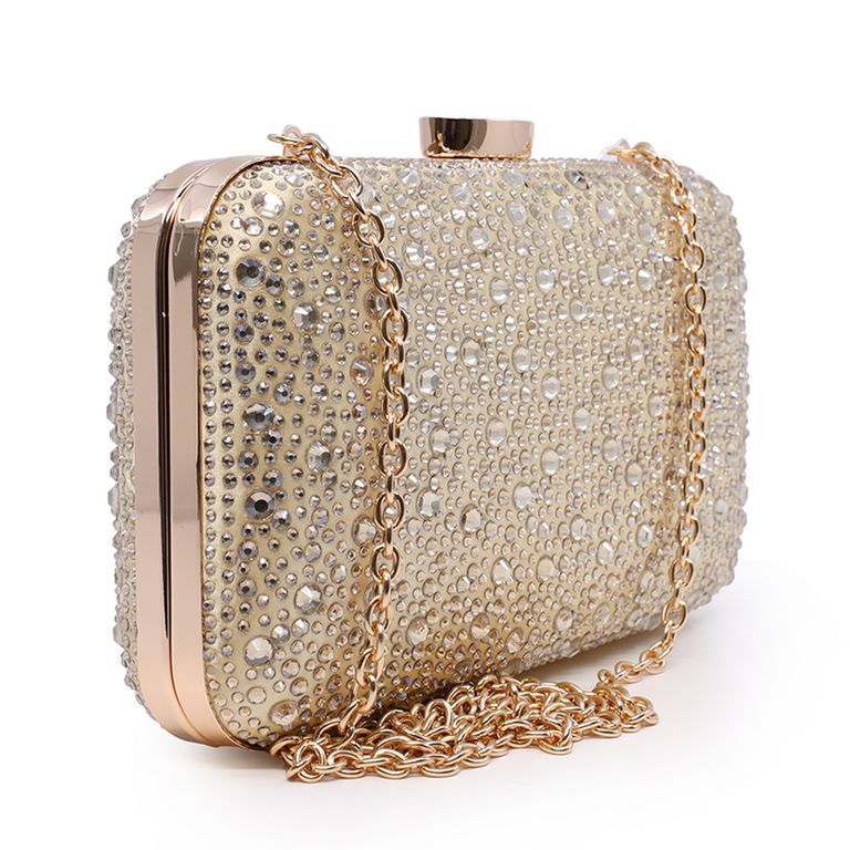 Benvenuti women's clutch purse gold with rhinestones 290PLS11178AU