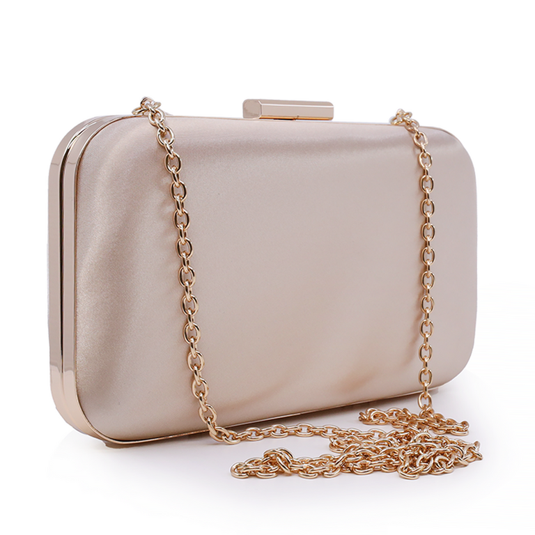 Women's Benvenuti champagne clutch purse with gold details 290PLS11163CH
