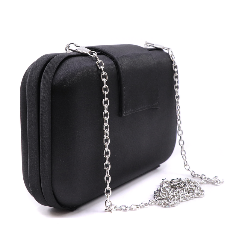 Benvenuti clutch bag in black silk satin with rhinstones 2905PLS53310N