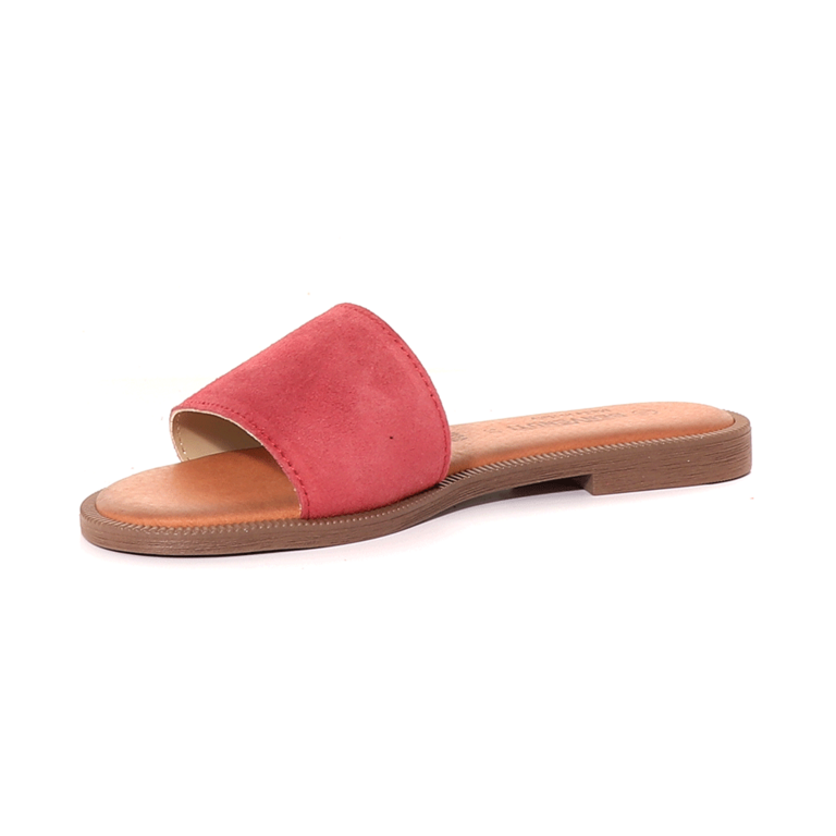 Benevenuti Women's bordeaux suede leather open toe single strap flat mules 1801DST14928VBO