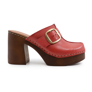 Sandale femei Benvenuti roșii din piele cu toc 513DST8235462R