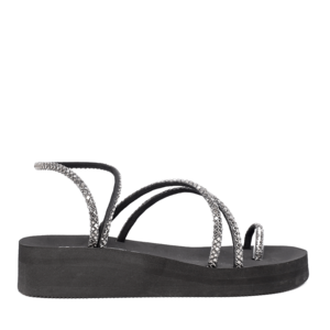 Sandale cu barete din ștrasuri femei Benvenuti negre 3939ds7192n