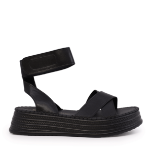 Sandale cu închidere pe gleznă femei Benvenuti negre din piele 1279DS6479N