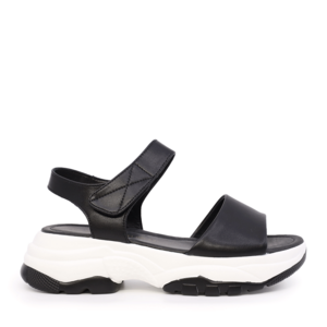 Women's Benvenuti black leather sandals with sporty lines 1279DS6212N