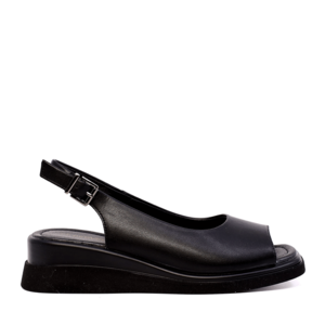 Benvenuti women's black leather high-heeled sandals 1279DS4522N