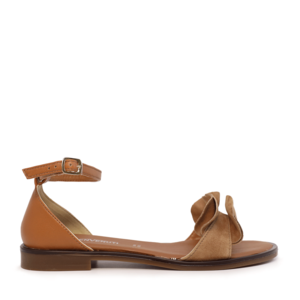 Benvenuti cognac suede women's low-heeled sandals 519DS3849CO