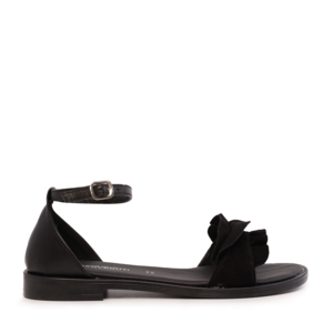 Benvenuti women's black suede low-heeled sandals 519DS3849N