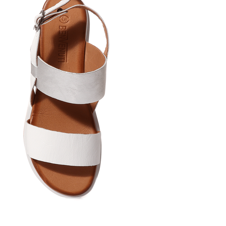 Benvenuti women's sandals in white leather and silver strap 2501DS2356A