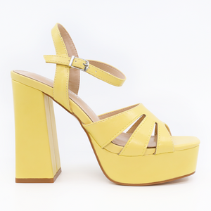 Benvenuti women high heel sandals in yellow faux leather 1205DS2690G