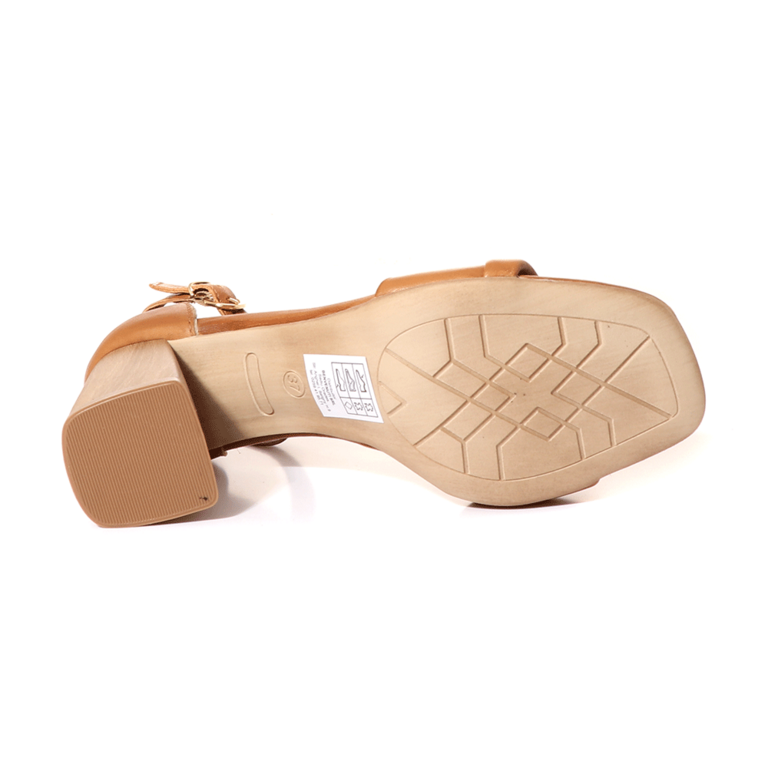 Benvenuti Women's Sandals in brown leather with mid heel 801DS1663CU