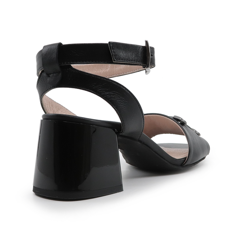 Benvenuti women mid heel sandals in black nappa leather 3453DS2012N
