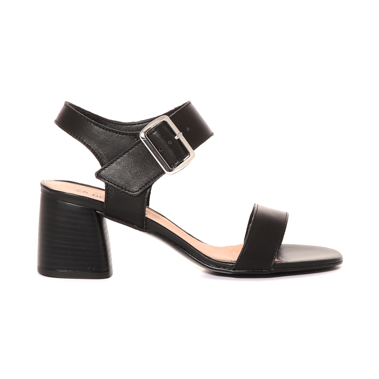 Benvenuti women's mid heel sandals in black leather 901DS362N