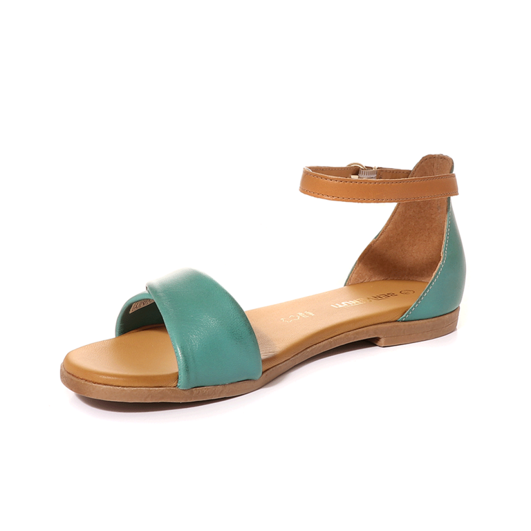 Benvenuti Women's Sandals in turquoise leather with closed heel 801DS7270TU