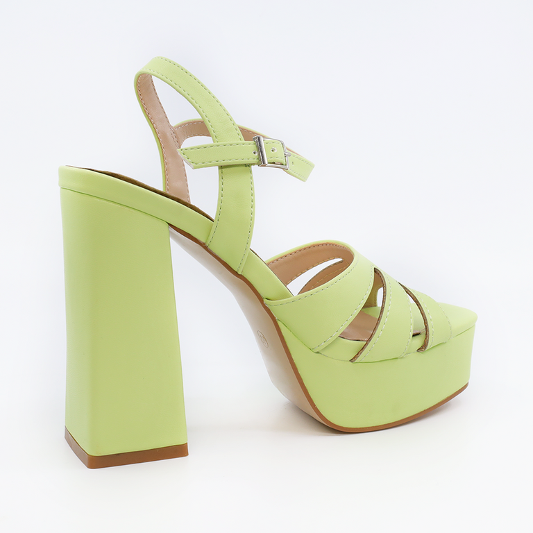 Benvenuti women high heel sandals in green faux leather  1205DS2690V