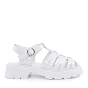 Benvenuti Women's White Patent Leather Closed Toe Sandals 1277DS6456LA