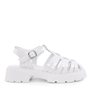 Benvenuti Sandales à bout fermé en cuir verni blanc pour femme 1277DS6456LA