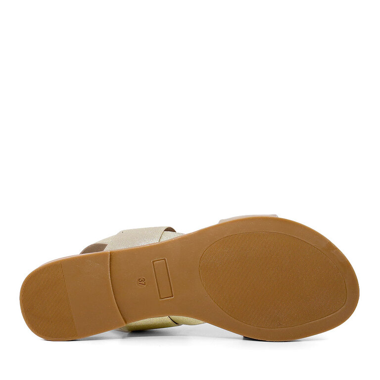 Benvenuti gold leather and textile low sole women's sandals 687DS27302AU