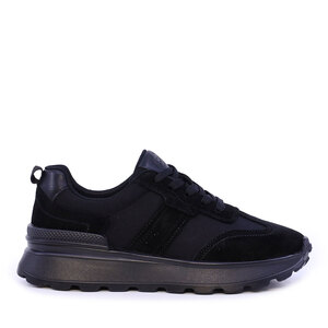 Sneakers ușori femei Benvenuti negri din piele și textil 1992DP6527VN