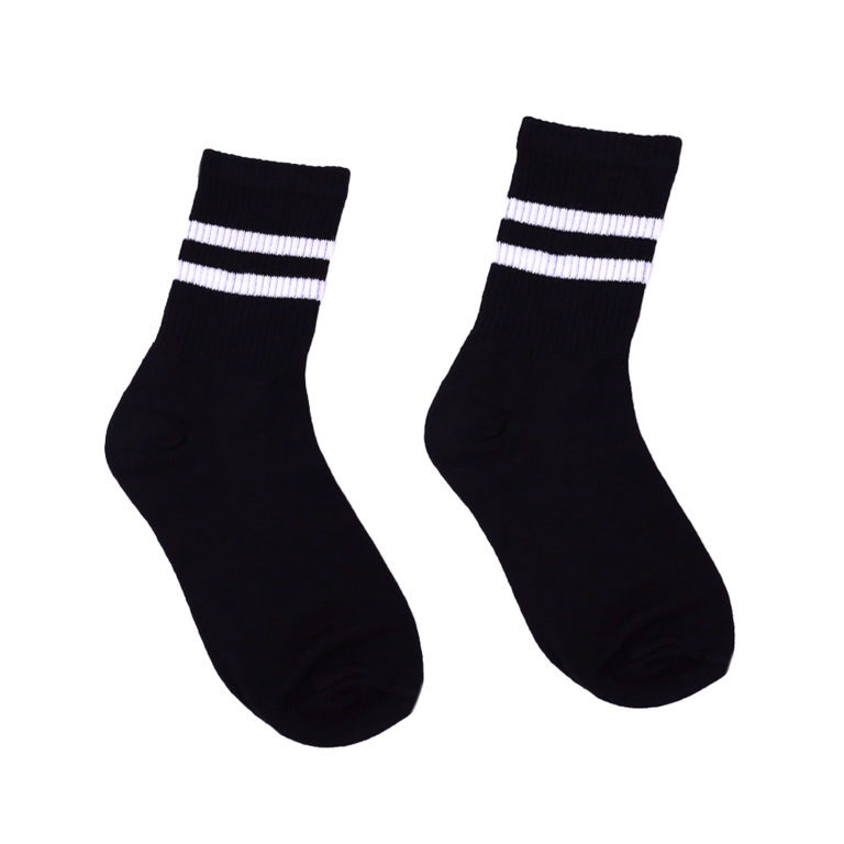 Benvenuti women mid socks in black & white strips cotton 323DSOS300A