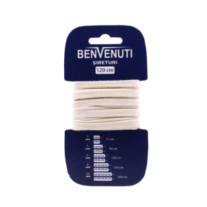 Șiret plat necerat Benvenuti bej din bumbac 97si120pnbbe