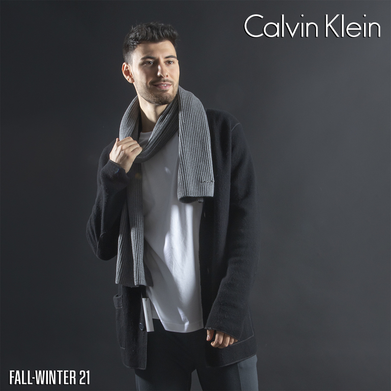 Calvin Klein Jeans men scarf in gray cotton & cashmir 3102BESY7436GR