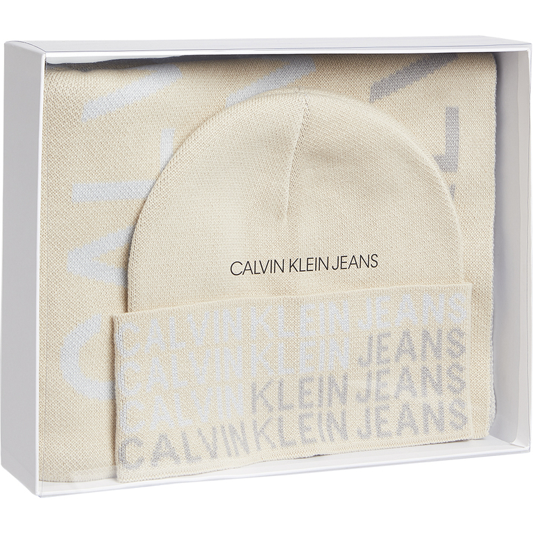 Calvin Klein Jeans women beanie hat & scarf in beige cotton 3102DCADOU8685BE