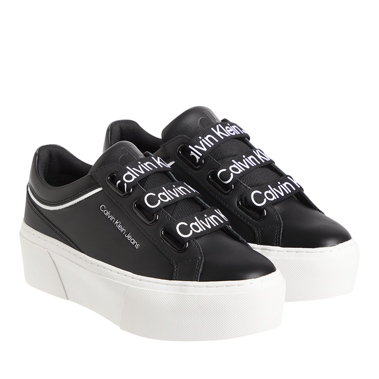 Calvin Klein women sneakers in black leather with logo 2375DP0868N
