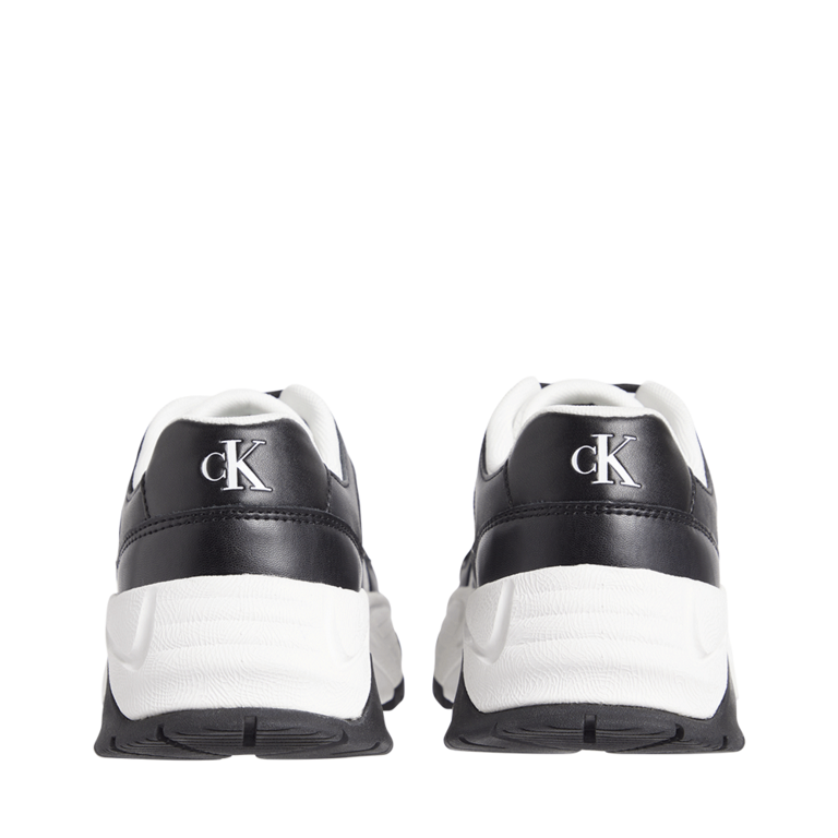 Women's CK Calvin Klein black and white sports shoes made of leather and textile materials 2376DPS1063N