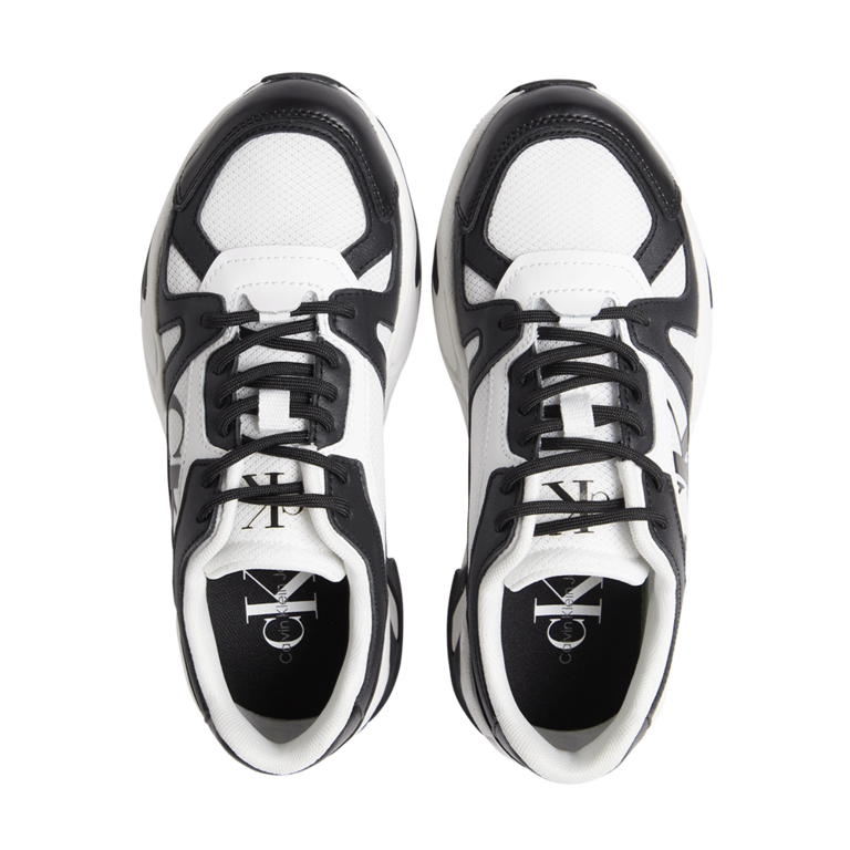 Women's CK Calvin Klein black and white sports shoes made of leather and textile materials 2376DPS1063N