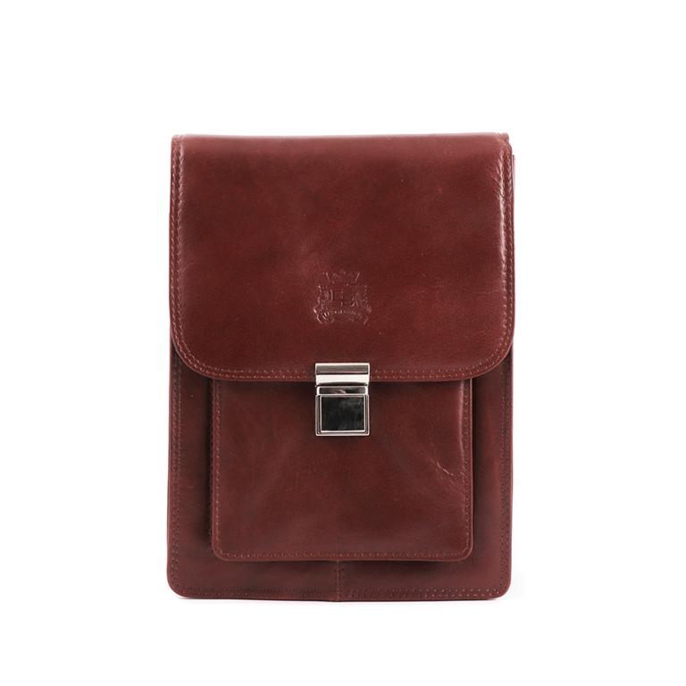 Enzo Bertini Men's Crossbody bag in cognac brown leather 2641BGEA6072CO