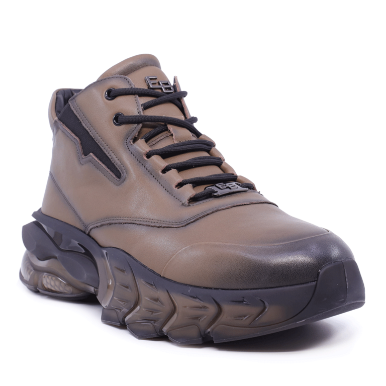 Men's Enzo Bertini taupe leather boots 3866BG399TA