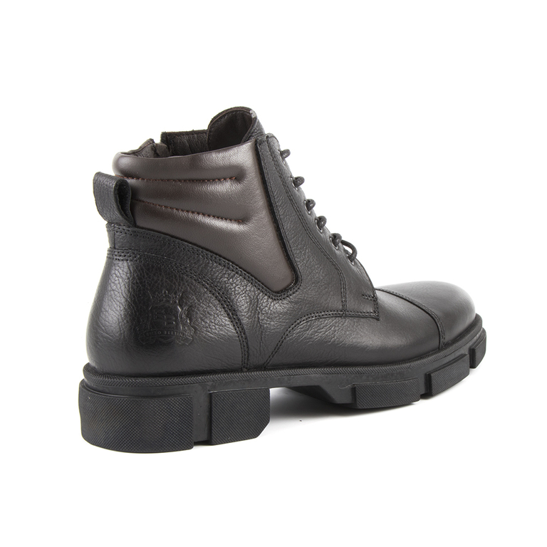 Enzo Bertini men's boots in blak leather with deco collar 2090BG2417N