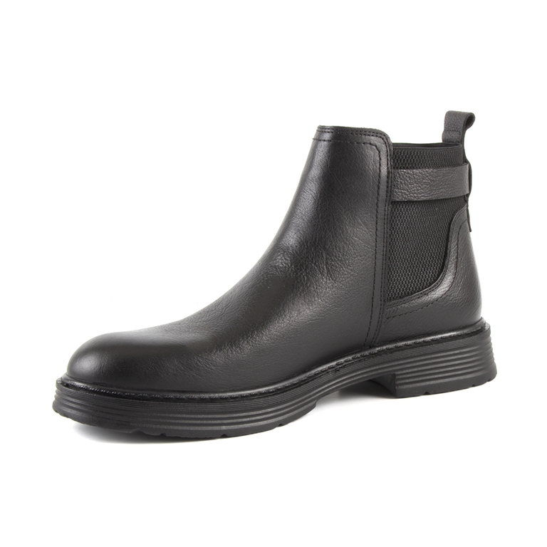 Enzo Bertini men's chelsea boots in black leather with elastic and buckle 2090BG2420N