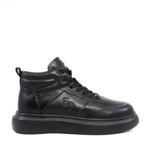 Sneakers high top bărbați Enzo Bertini negri din piele naturală  3868BG545N