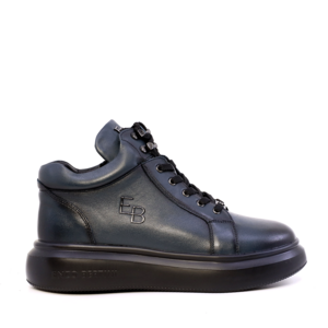 Sneakers high top bărbați Enzo Bertini bleumarin din piele 3660BG762BL