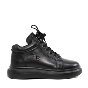 Sneakers high top bărbați Enzo Bertini negri din piele 3660BG762N