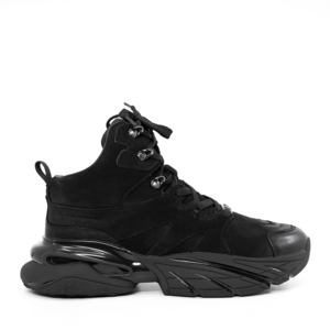 Sneakers high top bărbați Enzo Bertini negri din piele nabuck 3660BG773NN