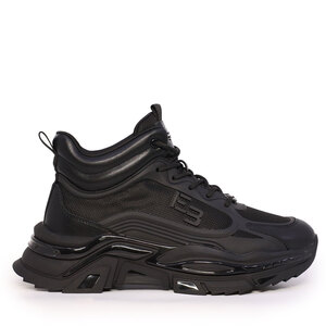 Sneakers high top bărbați Enzo Bertini negri din piele și sintetic 3660BG747N