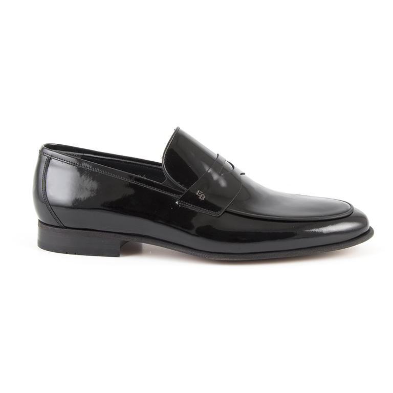 Pantofi barbati Enzo Bertini negri din piele cu aspect lacuit 3687bp42610ln