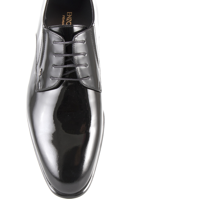 Pantofi barbati Enzo Bertini negri din piele cu aspect lacuit 3687bp99940ln