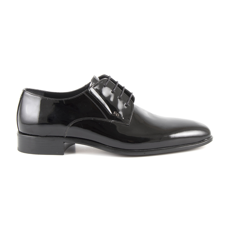 Pantofi barbati Enzo Bertini negri din piele cu aspect lacuit 3687bp99940ln