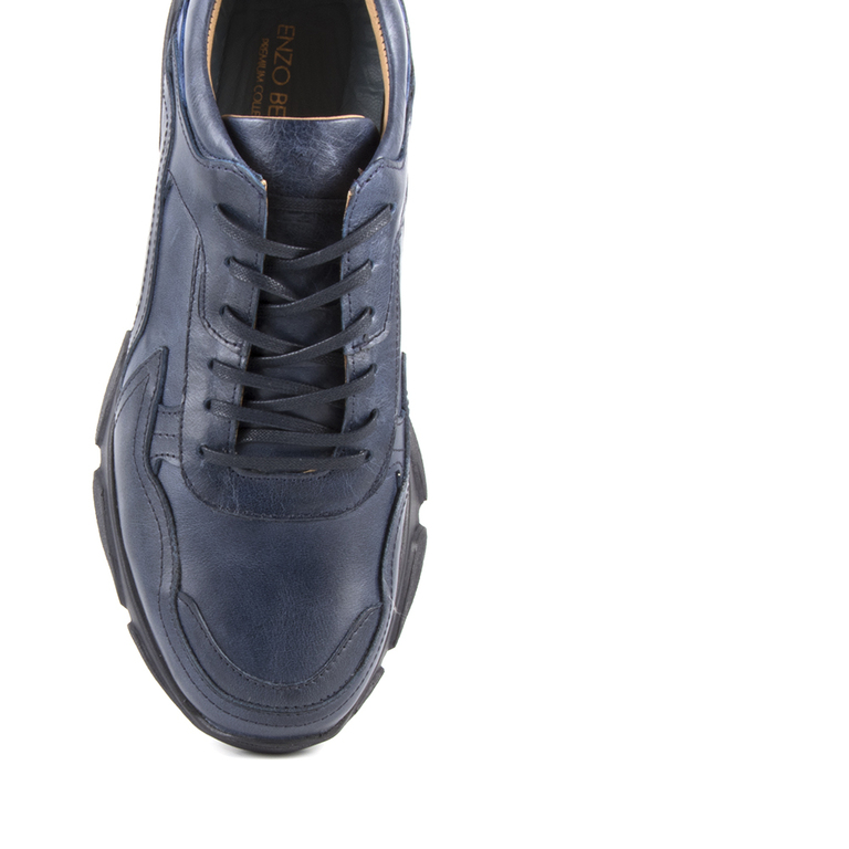 Men's shoes Enzo Bertini blue leather 3698bp2354bl